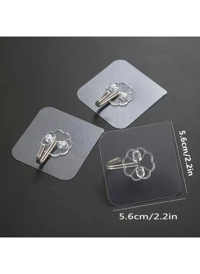 9Pcs Punch Free Adhesive Wall Hooks Strong Transparent Plastic Suction Cup For Kitchen Bathroom Shower Multi Purpose Hanging Storage Organizer - Image 5