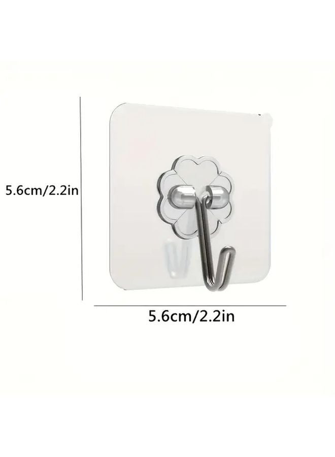 9Pcs Punch Free Adhesive Wall Hooks Strong Transparent Plastic Suction Cup For Kitchen Bathroom Shower Multi Purpose Hanging Storage Organizer - Image 4