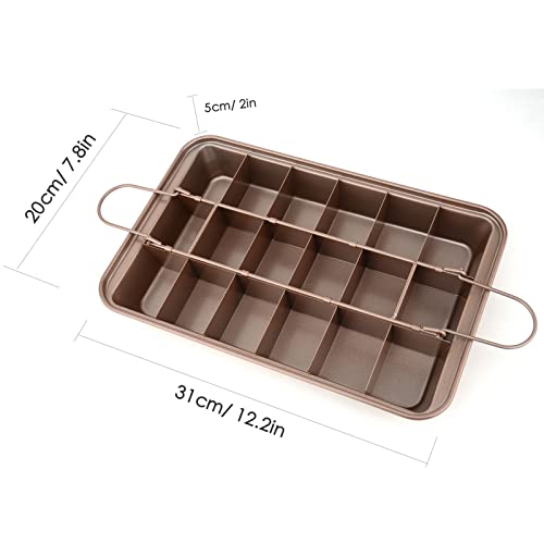 Cayanmydery Brownie Pan with Dividers, Non Stick Brownie Baking Pan, 18 Pre-slice Carbon Steel Bakeware Tray with Grips for Oven Baking Bread, Square Mold Tray for Baking Cake Biscuit Muffin, 12X8X2'' - Image 3