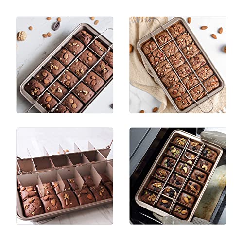 Cayanmydery Brownie Pan with Dividers, Non Stick Brownie Baking Pan, 18 Pre-slice Carbon Steel Bakeware Tray with Grips for Oven Baking Bread, Square Mold Tray for Baking Cake Biscuit Muffin, 12X8X2'' - Image 2