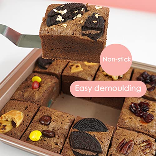 Cayanmydery Brownie Pan with Dividers, Non Stick Brownie Baking Pan, 18 Pre-slice Carbon Steel Bakeware Tray with Grips for Oven Baking Bread, Square Mold Tray for Baking Cake Biscuit Muffin, 12X8X2'' - Image 5