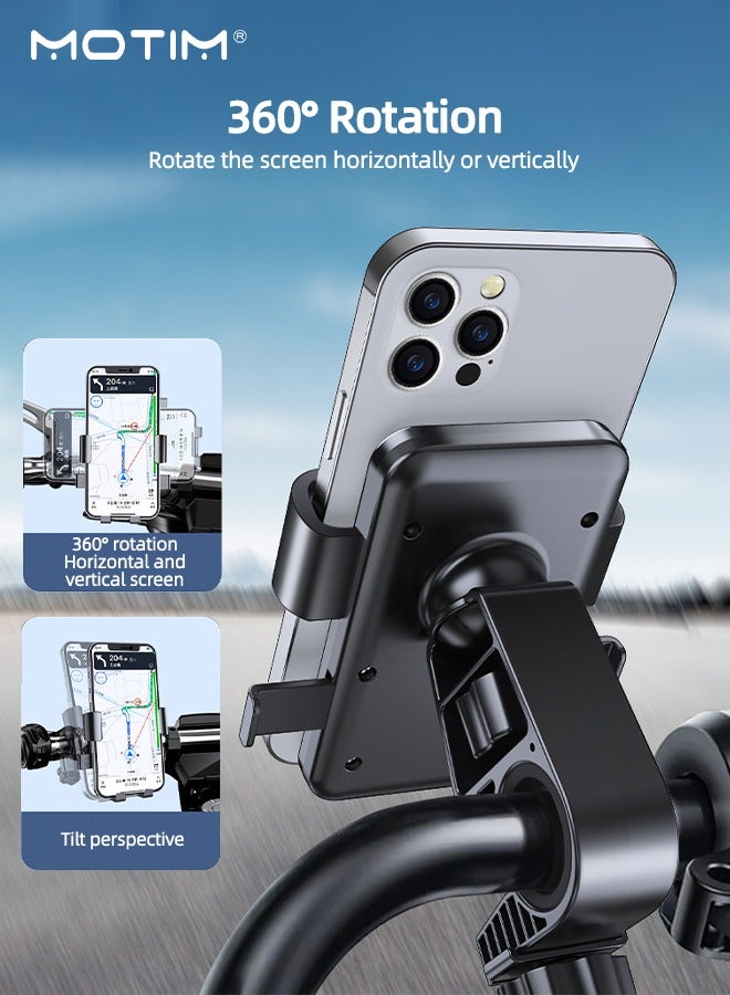 Motim Motorcycle Phone Mount, 1s Auto Lock, Anti-Shake Bike Phone Holder for Bicycle and Motorcycle, Handlebar Cell Phone Mount Clamp, Compatible with iPhone, Samsung, All Cell Phone - Image 2