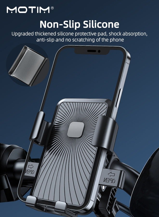 Motim Motorcycle Phone Mount, 1s Auto Lock, Anti-Shake Bike Phone Holder for Bicycle and Motorcycle, Handlebar Cell Phone Mount Clamp, Compatible with iPhone, Samsung, All Cell Phone - Image 4