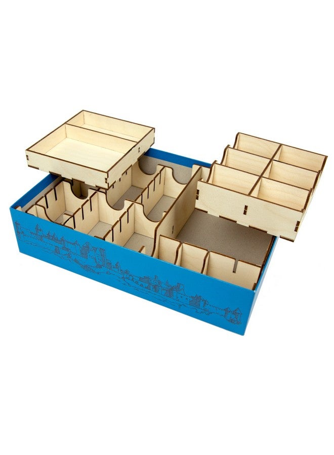 The Broken Token Board Game Organizer - Carcassonne Compatible Wood Storage Box with Multiple Trays, Rows and Dividers - Image 1