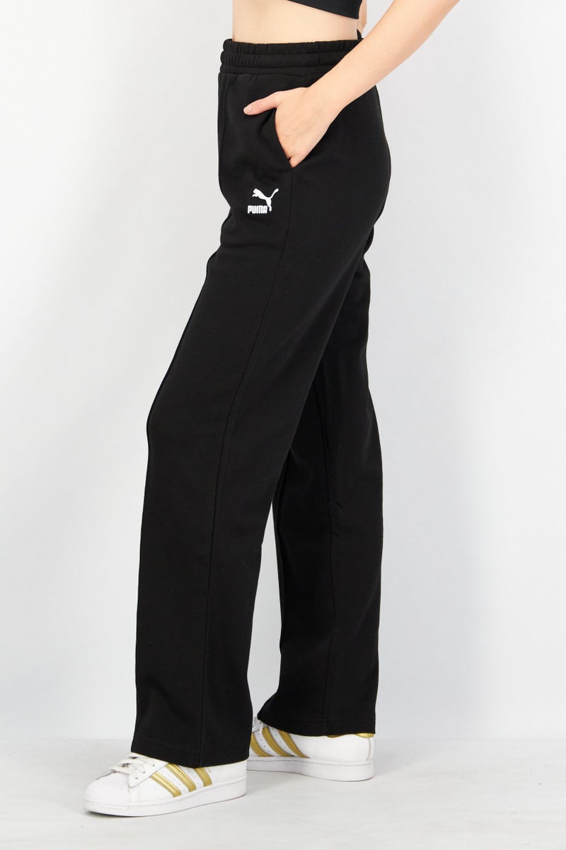PUMA Women Sportswear Fit Wide Leg Brand Logo Sweatpants, Black - Image 3