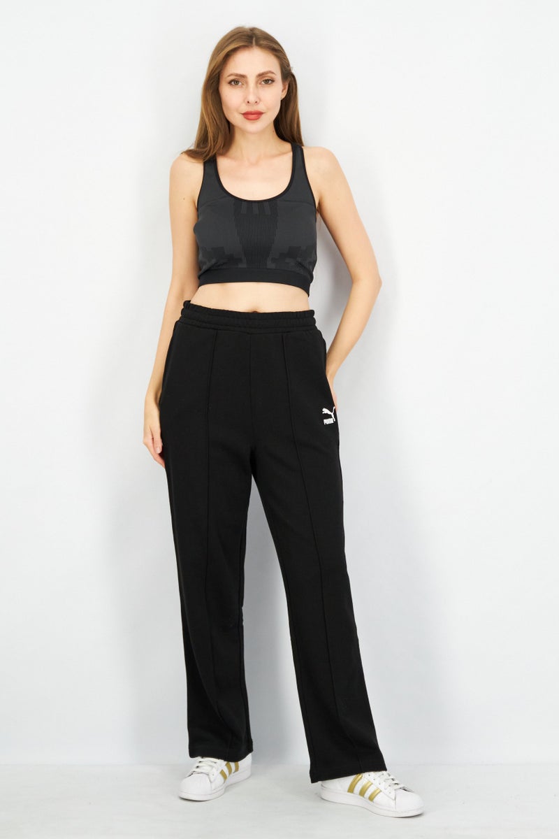 PUMA Women Sportswear Fit Wide Leg Brand Logo Sweatpants, Black - Image 4