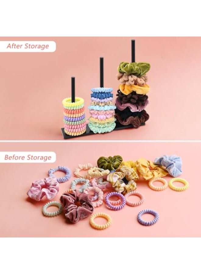 SMUK 3Tiers Acrylic Scrunchie Holder Organizer Black Hair Tie Holder Stand for Women Teen Girls Scrunchie Storage Scrunchy Hair Accessories Organizer - Image 3