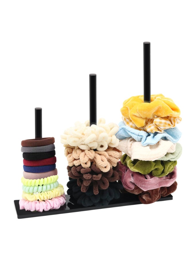 SMUK 3Tiers Acrylic Scrunchie Holder Organizer Black Hair Tie Holder Stand for Women Teen Girls Scrunchie Storage Scrunchy Hair Accessories Organizer - Image 2