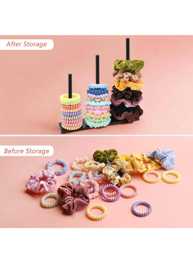 SMUK 3Tiers Acrylic Scrunchie Holder Organizer Black Hair Tie Holder Stand for Women Teen Girls Scrunchie Storage Scrunchy Hair Accessories Organizer - Image 4