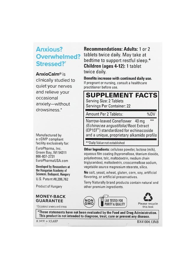 Terry Naturally - Terry Naturally, AnxioCalm, 45 Tablets - Image 1