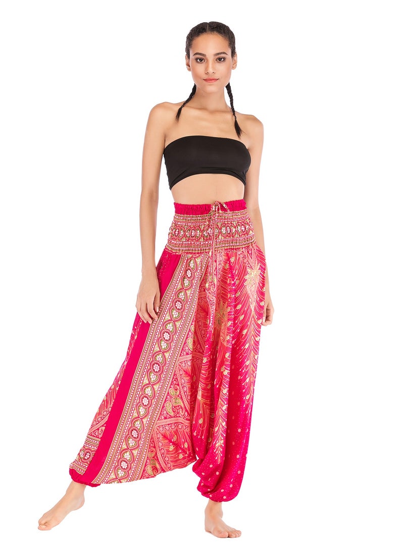 Loquat Boho Print Yoga High-waisted Pants Pink 