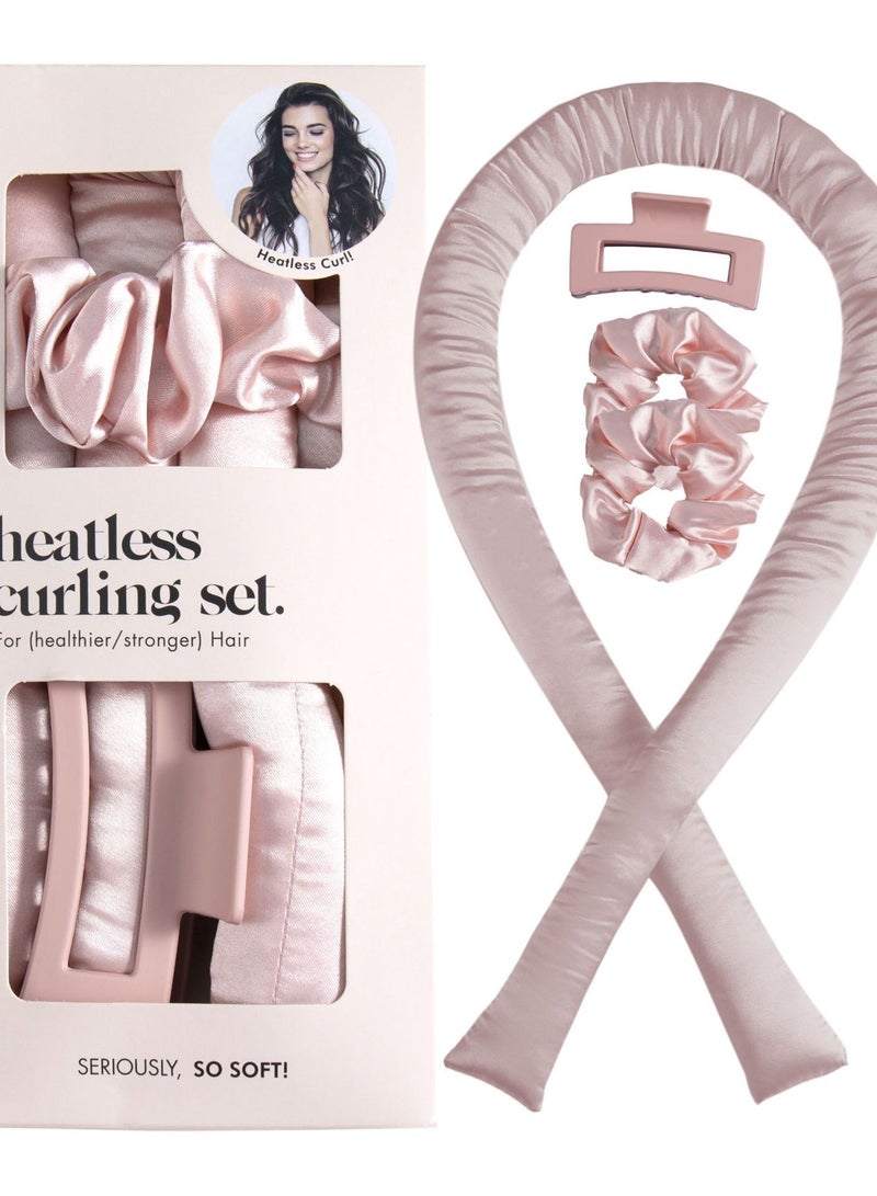 Generic Heatless Natural Wave Curling Iron Set - Lazy Curling Iron - Silk Curling Iron Headband - Overnight Natural Heatless Curling Iron, Suitable for Most Hair Types Natural Curling Bands and Curling Irons, (Pink) - Image 1