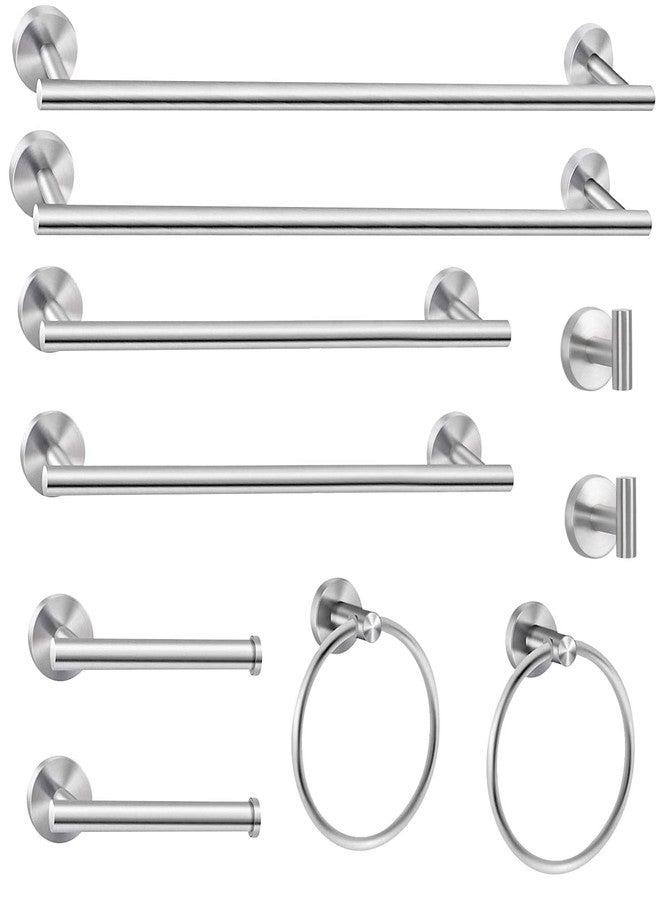 Cilee 10 Piece Brushed Nickel Bathroom Hardware Set, 24 inch Brushed Nickel Towel bar Towel Ring Toilet Paper Holder Robe Towel Hook, SUS304 Stainless Steel Bathroom Accessory Set - Image 1
