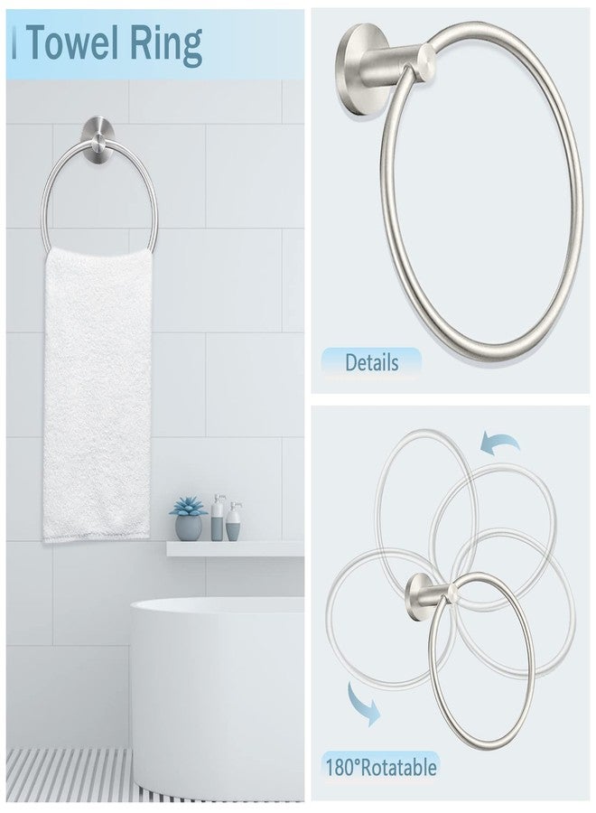 Cilee 10 Piece Brushed Nickel Bathroom Hardware Set, 24 inch Brushed Nickel Towel bar Towel Ring Toilet Paper Holder Robe Towel Hook, SUS304 Stainless Steel Bathroom Accessory Set - Image 3