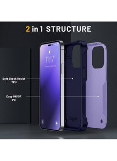 Zchiko Zchiko iPhone 14 Pro Max Case 6.7 Inch Anti-Drop Shock Absorption Anti-Scratch and Hard Back Military Grade, Hybrid Case Cell Phone Case iPhone 14 Pro Max Case. Color - Purple  - Image 4