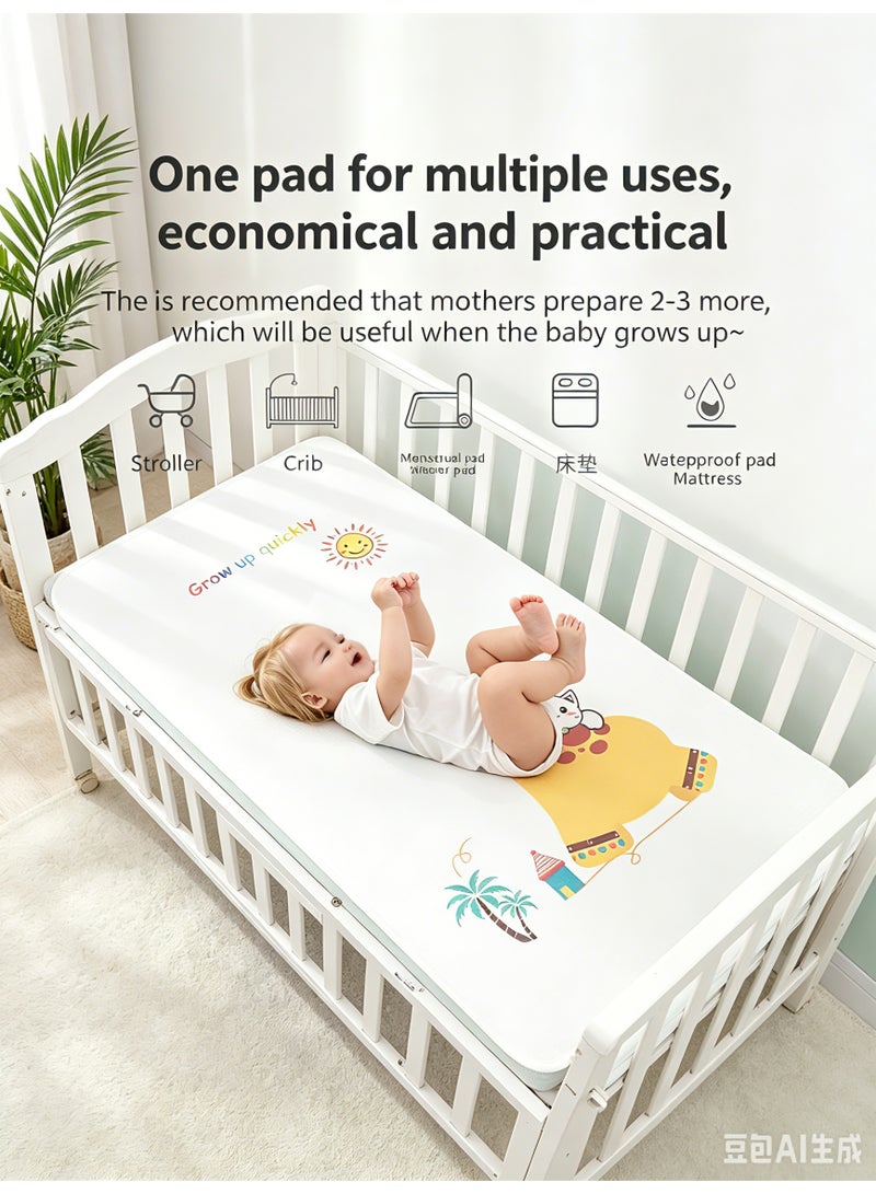 100% Cotton Cot Bed Waterproof Pad for Newborns & Infants, Hypoallergenic Crib Sheet with Deep Pockets, Breathable & Soft, 65 x 120 cm - Image 3