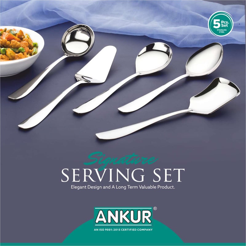 Ankur Signature Stainless Steel 5 Piece Serving Spoons Set - Image 2