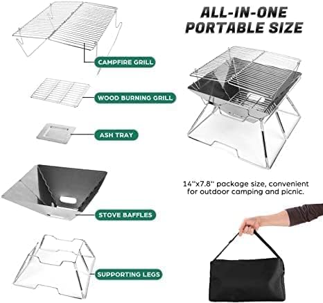 5Qebhram 5Qebhram Stainless Steel Charcoal Barbeque Grill Stand with Bag for Outdoor Hiking Travel Picnic BBQ Home Griller Tandoor - Image 4