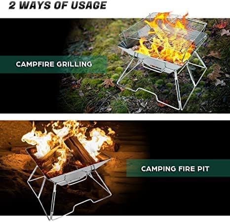5Qebhram 5Qebhram Stainless Steel Charcoal Barbeque Grill Stand with Bag for Outdoor Hiking Travel Picnic BBQ Home Griller Tandoor - Image 2