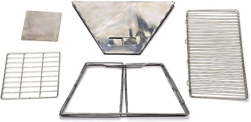 5Qebhram 5Qebhram Stainless Steel Charcoal Barbeque Grill Stand with Bag for Outdoor Hiking Travel Picnic BBQ Home Griller Tandoor - Image 5