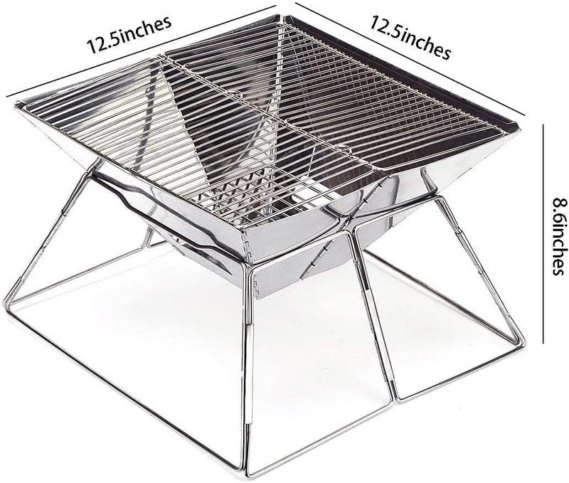 5Qebhram 5Qebhram Stainless Steel Charcoal Barbeque Grill Stand with Bag for Outdoor Hiking Travel Picnic BBQ Home Griller Tandoor - Image 3