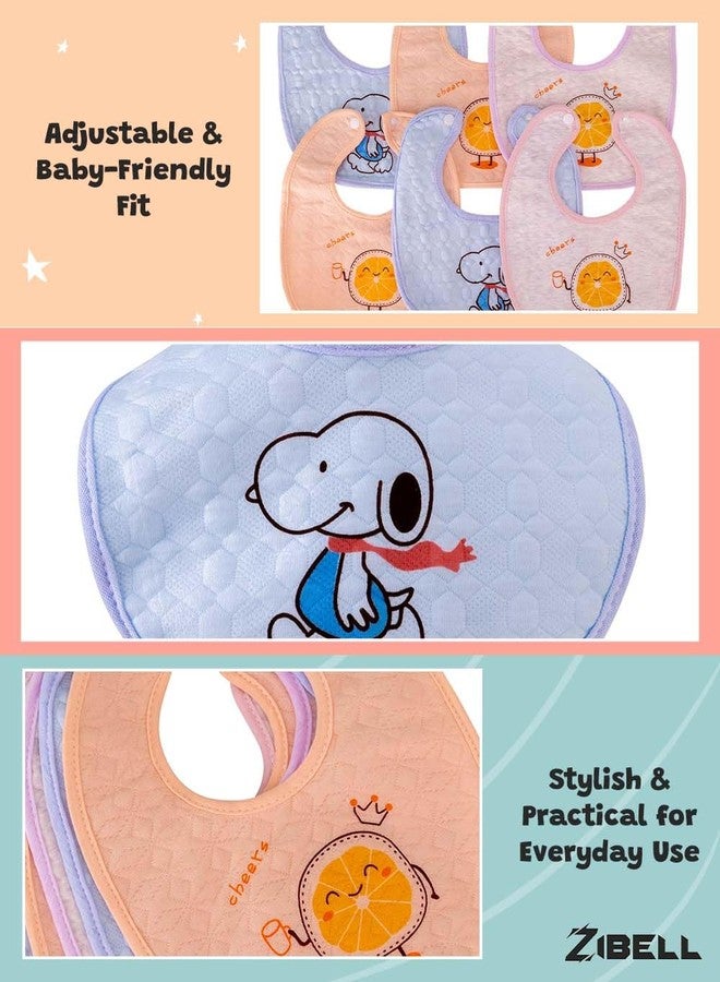 ZIBELL Baby Bibs for 0 to 12 Months, Soft Cotton Waterproof Spill-Resistant Bibs for Newborn, Fast-Dry Infant Apron, Comfortable & Durable Baby Bibs (6) - Image 2