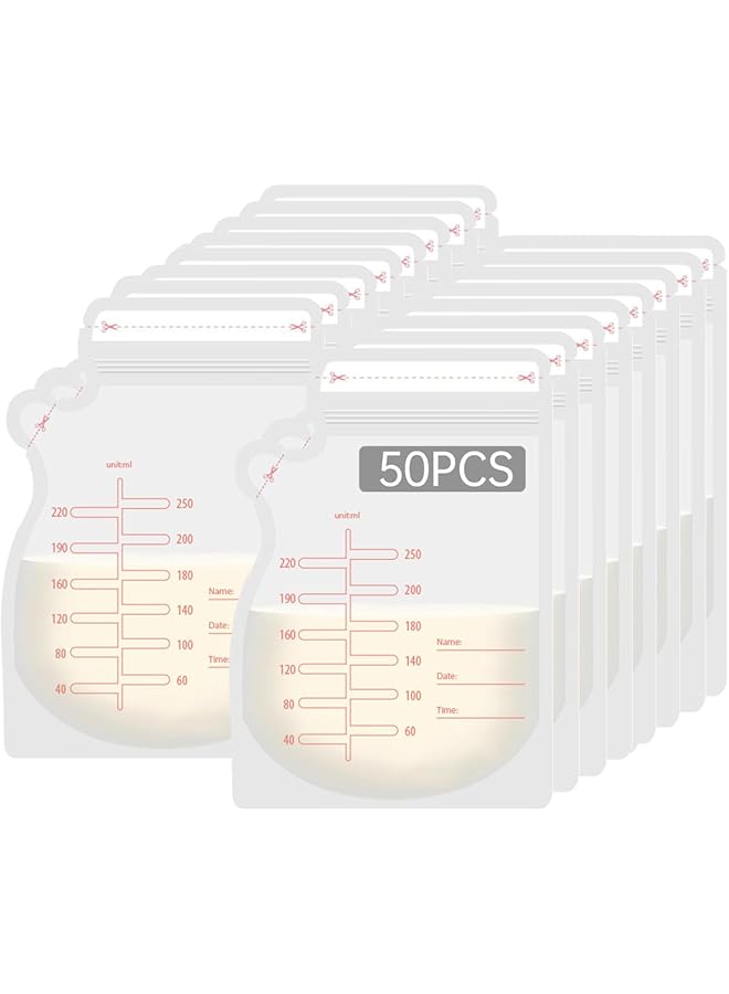 ECVV 50Pcs 250Ml Breastmilk Storage Bags For Breastfeeding Doubled Sealed Breast Milk Storing Bags Bpa Free Self Standing Breastmilk Bags - Image 1