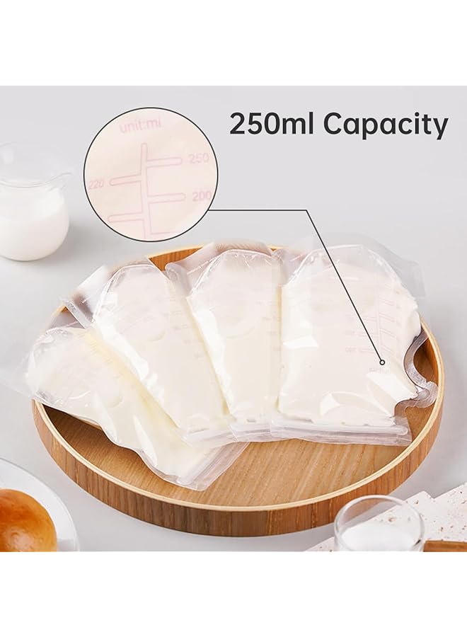 ECVV 50Pcs 250Ml Breastmilk Storage Bags For Breastfeeding Doubled Sealed Breast Milk Storing Bags Bpa Free Self Standing Breastmilk Bags - Image 3