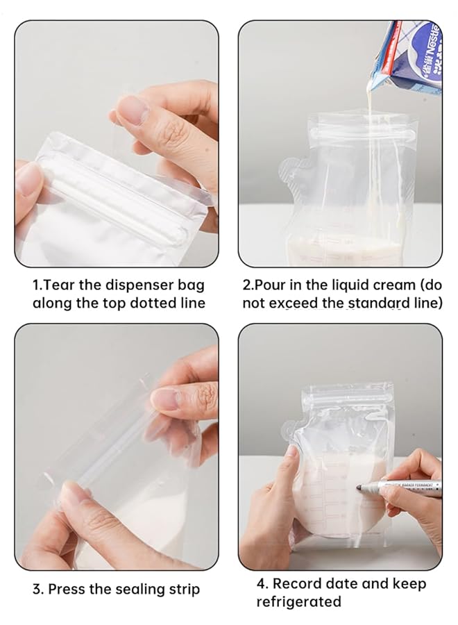 ECVV 50Pcs 250Ml Breastmilk Storage Bags For Breastfeeding Doubled Sealed Breast Milk Storing Bags Bpa Free Self Standing Breastmilk Bags - Image 5