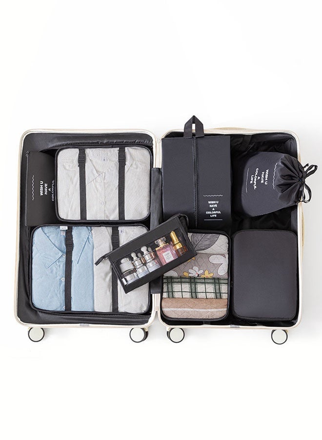 Hanayo 9 Pcs Luggage Organizer Bags Set Multifunction Packing Cubes Travel Packing Cubes Waterproof Luggage Organiser Suitcase Bag Travel Essential for Carry on Luggage(Black) - Image 3