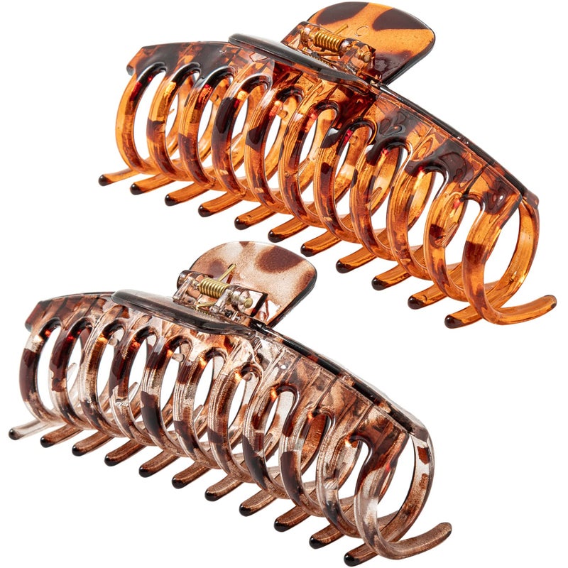 Accglory 5.5 Inches Extra Large Hair Clips for Long Thick Hair Womenâ€™s Jumbo Hair Claw Clips 2 Counts in Set Hair Accessories (light leopard and coffee leopard) - Image 1