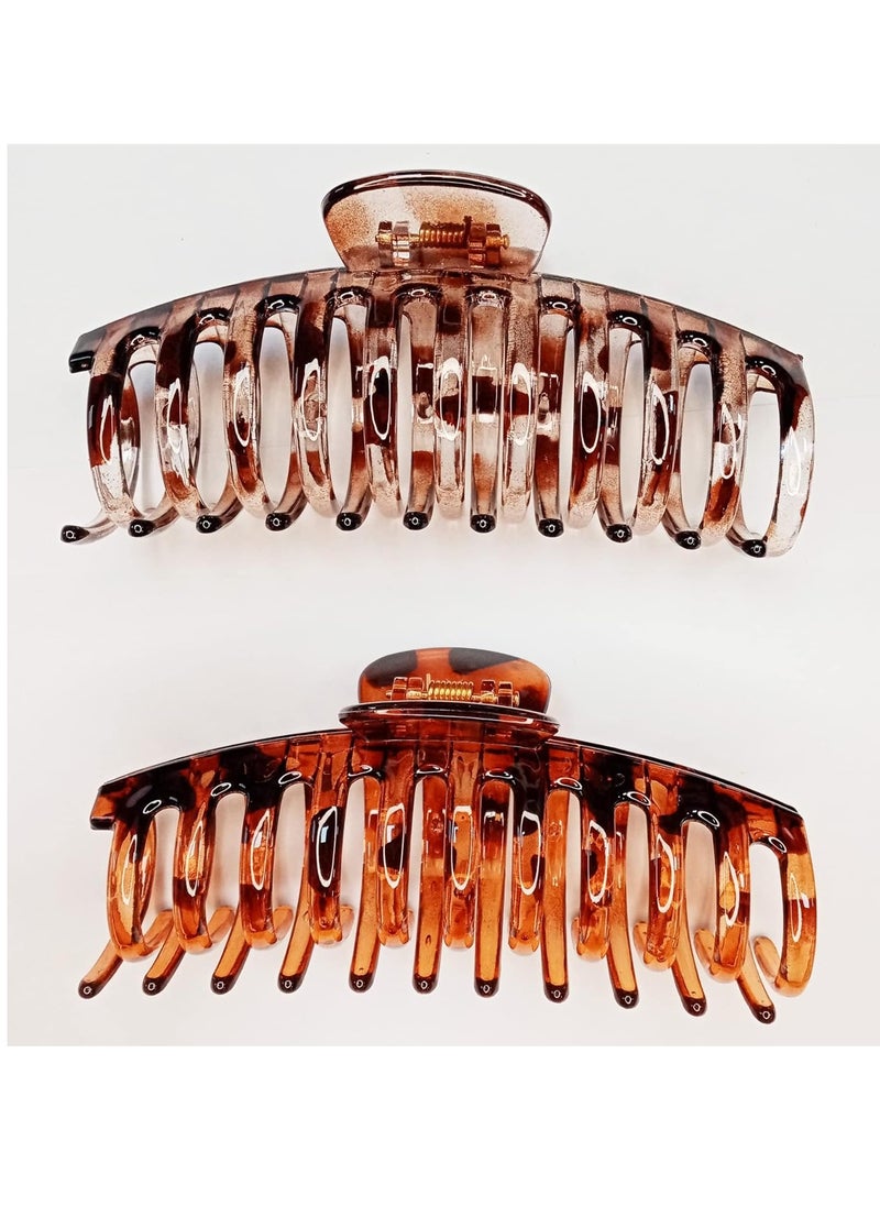 ACCGLORY 5.5 Inches Extra Large Hair Clips for Long Thick Hair Women’s Jumbo Hair Claw Clips 2 Counts in Set Hair Accessories (light leopard and coffee leopard)  - Image 3