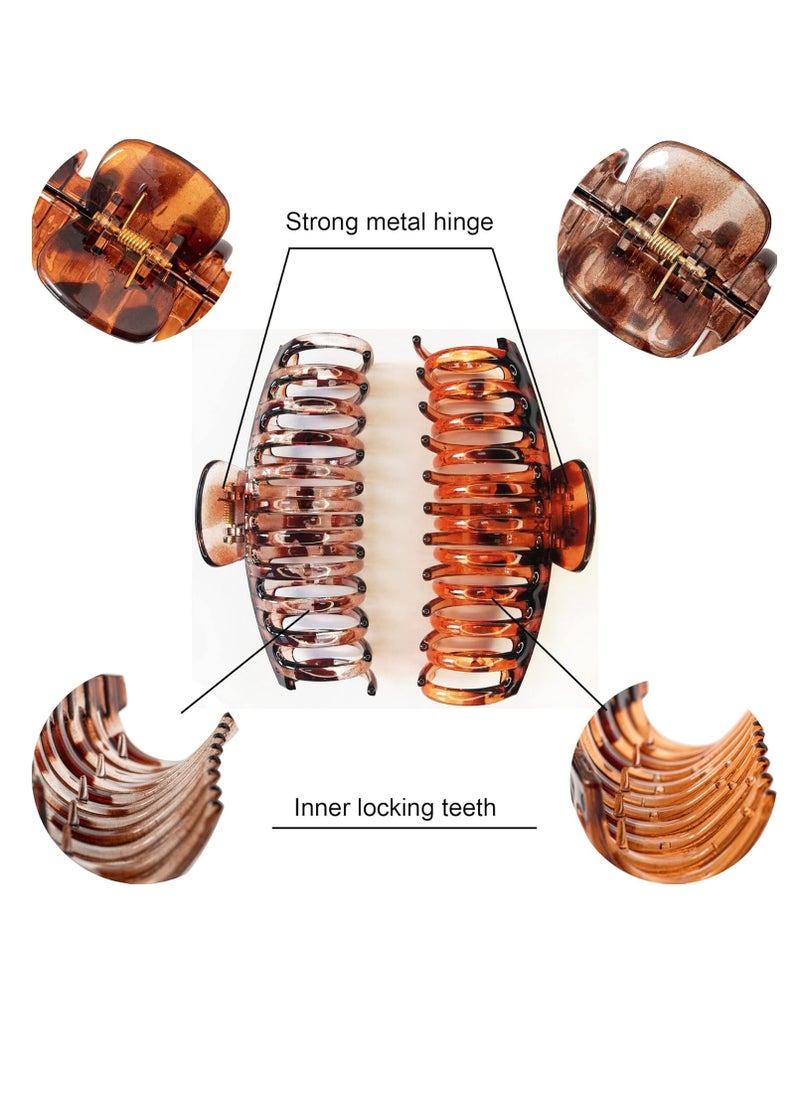ACCGLORY 5.5 Inches Extra Large Hair Clips for Long Thick Hair Women’s Jumbo Hair Claw Clips 2 Counts in Set Hair Accessories (light leopard and coffee leopard)  - Image 4