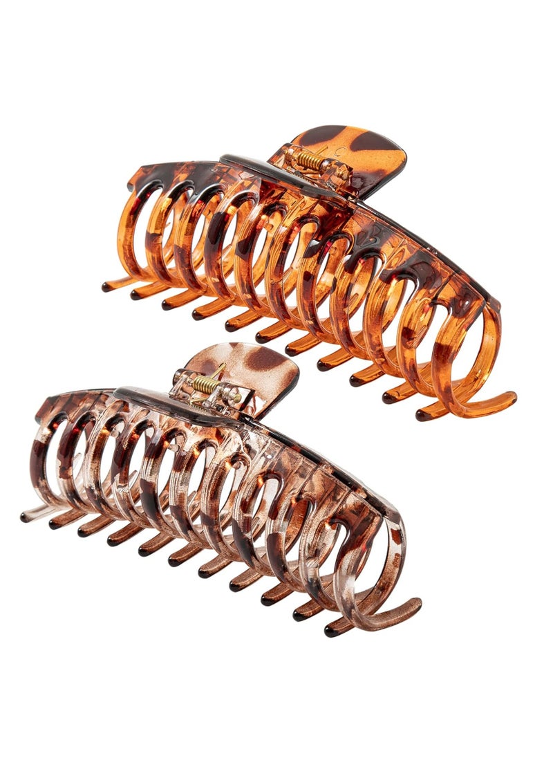 ACCGLORY 5.5 Inches Extra Large Hair Clips for Long Thick Hair Women’s Jumbo Hair Claw Clips 2 Counts in Set Hair Accessories (light leopard and coffee leopard)  - Image 1