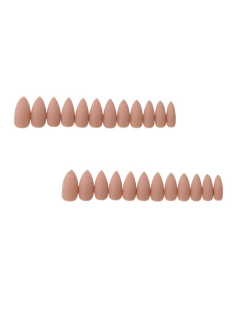 SCHAVO Matte Brown Almond Solid Color Nails 24Pcs - Image 1