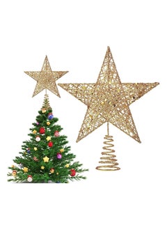 Generic Radiant Christmas Tree Star, Gold Christmas Tree Topper with Sparkling Glitter Details Star Tree Topper Hollowed Christmas Tree Star - 24 cm  - Image 1