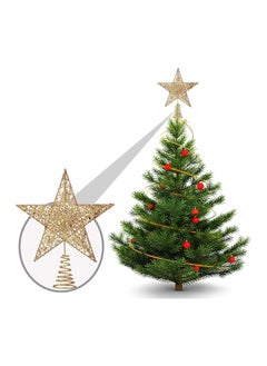 Generic Radiant Christmas Tree Star, Gold Christmas Tree Topper with Sparkling Glitter Details Star Tree Topper Hollowed Christmas Tree Star - 24 cm  - Image 2