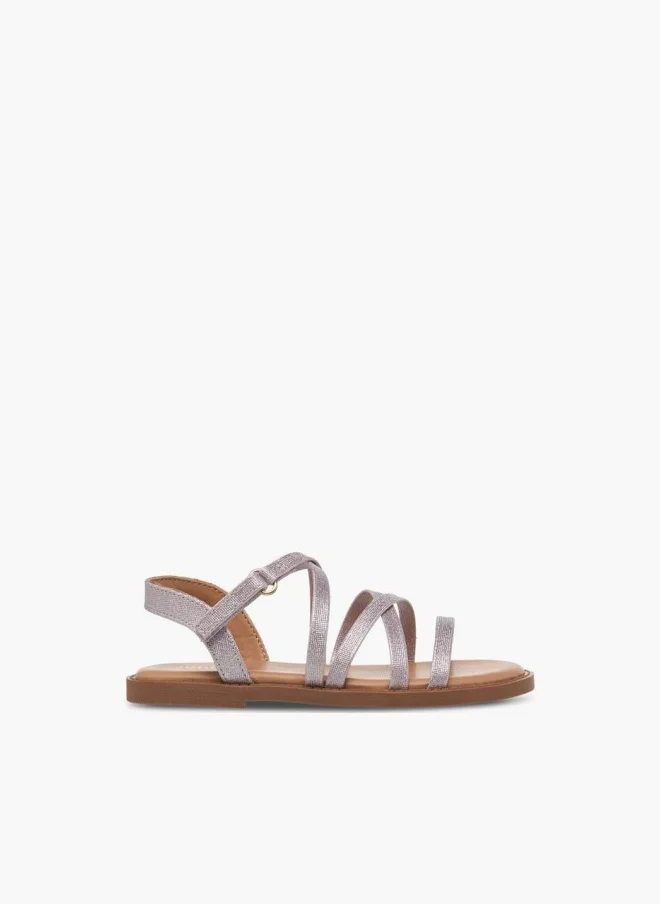 جونيورز Girls Cross Strap Hook And Loop Sandals