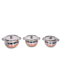 OBLETTER OBLETTER Kitchen Stainless Steel Handi Set with Lid Set Biryani Handi Set for Cooking Serving Baking Prepping Use Set of 3  - Image 3