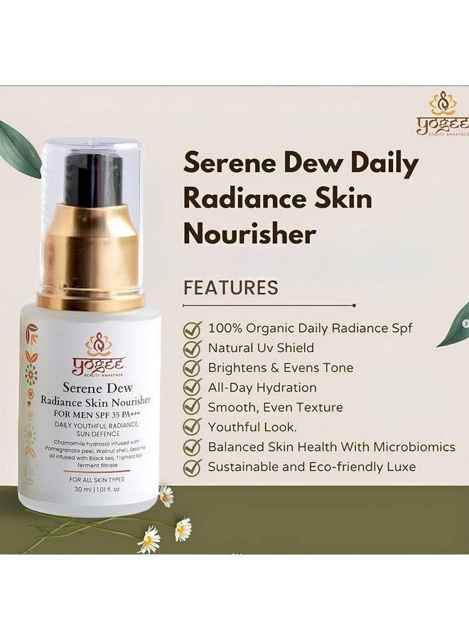 YOGEE Organic Skin Nourisher for Men with SPF 35 PA+++ | Face Serum Gel Sunscreen| Radiant Skin protection | Chamomile, Pomegranate, Black Tea, Red Raspberry, Triphala, Probiotics | 30ml - Image 3