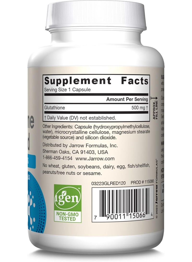 jarrow formulas Reduced Glutathione, 500 mg, 120 Veggie Capsules - Image 3