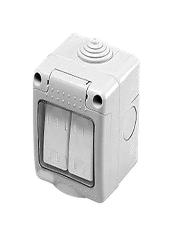 bosig® IP55 Waterproof for Home and Commercial Space, 10A 2 Gang 1Way Switch,Outdoor Power Control Switches, Multiple Switches, Vertical Installation - Image 1