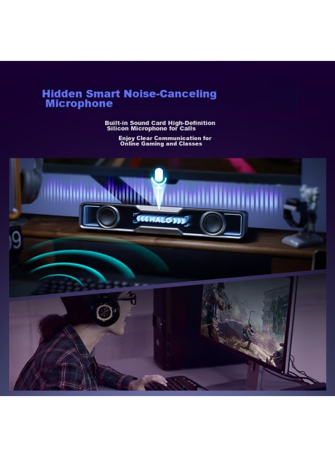 Walker Flower Edifier Hua Zai Halo Soundbar Desktop Speaker, Home Computer Gaming Speaker, Long Wired Speaker, Bluetooth 5.4, Rgb Lighting Effects, Dawn White - Image 2