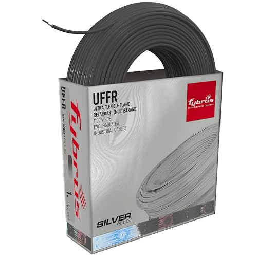 Fybros by Kundan Cab ULTRA FLEXIBLE FR PVC Insulated 1 Sq Mm Wire | UFFR Black Copper Wires & Cables| Cables For wiring | 1 Sq Mm Black wire 90 meter| Industrial Wire Cable| Electrical Wire - Image 1