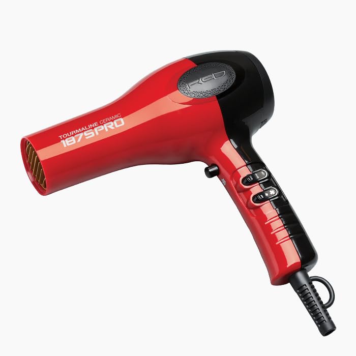 KISS 1875 Watt Pro Tourmaline Ceramic Hair Dryer, Styling Edition, 3 Heat Settings, 2 Speed Settings, Cool Shot Button, 7 Blow Dryer Accessories Included, 2-Year Warranty - Red - Image 5