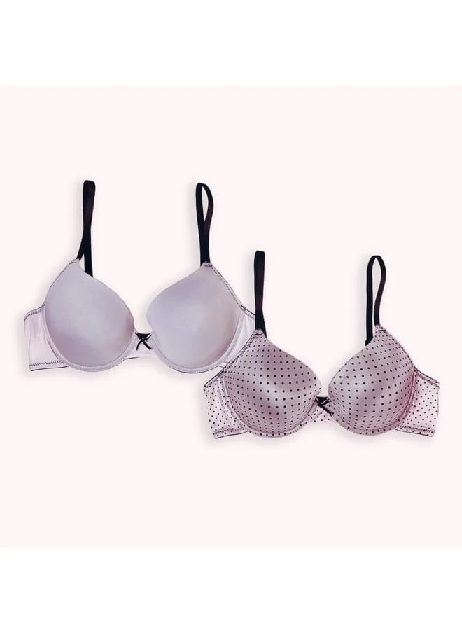 Aadaraya Set of 2 - Aadaraya Assorted Plunge Bra with Hook and Eye Closure