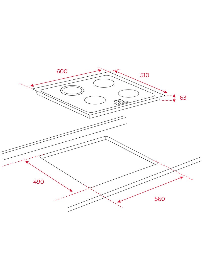 Teka TT 6420 60cm Vitroceramic Hob with 4 zones and Touch Control with Independent programmer of each cooking zone  - Made in Europe 40239021 Black - Image 2
