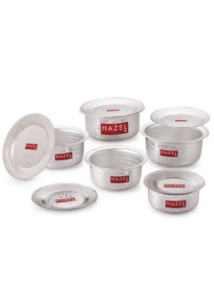 Hazel HAZEL Stainless Steel Tope Set With Lid (900, 1200,, 1500, 1800, 2300 Mililiters) Silver  - Image 1