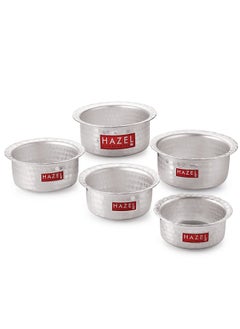 Hazel HAZEL Stainless Steel Tope Set With Lid (900, 1200,, 1500, 1800, 2300 Mililiters) Silver  - Image 5