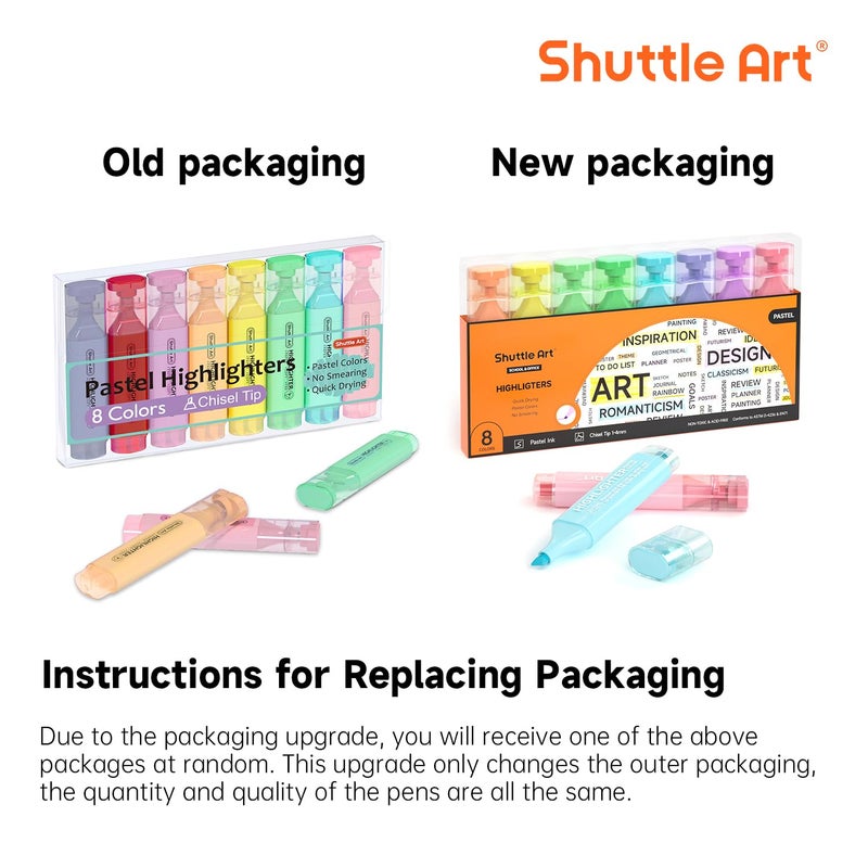 Shuttle Art Pastel Highlighters, 8 Assorted Macaron Colors Highlighter Pens, Chisel Tip Dry-Quickly Non-Toxic Highlighter Markers for Adults Kids Highlighting in the Home School Office - Image 2